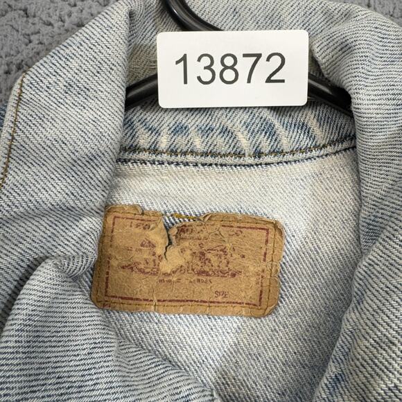VINTAGE Levis Jacket Mens 39 Small Medium Blue Trucker Denim Acid Washed 80s USA - Picture 12 of 12